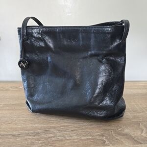 Monsac Black Leather Shoulder Crossbody Bag